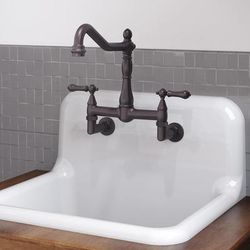 Randolph Morris Falco Wall Mounted Bridge Kitchen Faucet - Metal Lever Handles RMK90ML-ORB