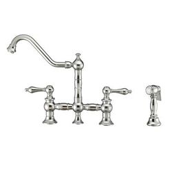 Whitehaus Collection Vintage Iii Plus Bridge Kitchen Faucet with Side Spray - Lever Handles WHKBTLV3-9201-NT-C