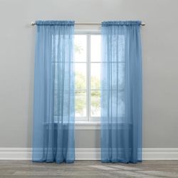 BH Studio Sheer Voile Rod-Pocket Panels, Set of 2 by BH Studio in Smoke Blue (Size 120"W 108"L) Window Curtains