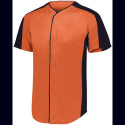 Augusta Sportswear 1655 Athletic Full-Button Baseball Jersey T-Shirt in Orange/Black size Large | Polyester