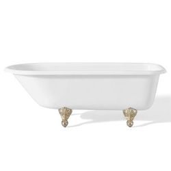Cheviot Traditional 61 Inch Cast Iron Classic Clawfoot Tub - Continuous Rolled Rim - No Faucet Drillings 2104-WW-PN