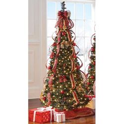 Fully Decorated Pre-Lit 7 Pop-Up Christmas Tree by BrylaneHome in Plaid