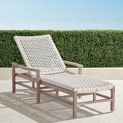 Isola Chaise Lounge in Weathered Teak & Washed White Wicker - Frontgate