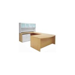 Structures Series Maple Bow Front Conference U-Desk w/Glass Door Hutch