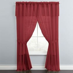 Wide Width BH Studio Sheer Voile 5-Pc. One-Rod Curtain Set by BH Studio in Burgundy (Size 60" W 84" L) Window Curtain