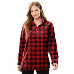 Plus Size Women's Microfleece Quarter-Zip Pullover by Woman Within in Vivid Red Buffalo Plaid (Size 5X) Jacket