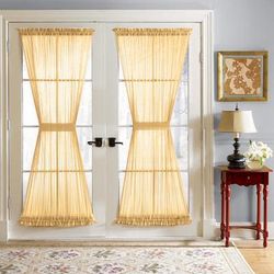 Wide Width BH Studio Sheer Voile Door Panel With Tiebacks by BH Studio in Daffodil (Size 60" W 40" L) Window Curtain