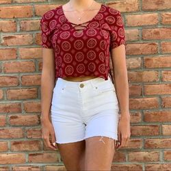 Brandy Melville Tops | Brandy Melville! Cute Crop Top! | Color: Red/White | Size: Xs