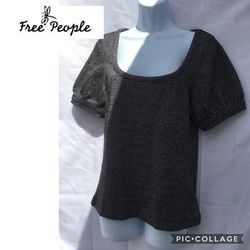 Free People Tops | Free People Size Large Scoop Neck Metallic | Color: Black/Gold | Size: L