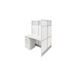 48"W x 49"D x 67"H White Laminate Washable Double Add-On Cubicle