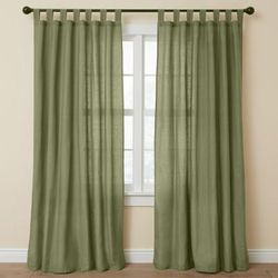Wide Width Poly Cotton Canvas Tab-Top Panel by BrylaneHome in Sage (Size 48" W 45" L) Window Curtain
