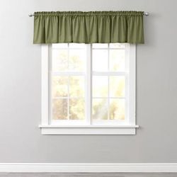 Poly Cotton Canvas Rod-Pocket Valance by BrylaneHome in Sage Solid Window Curtain