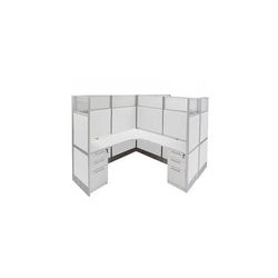 12'W x 6'D x 67"H White Washable Laminate Complete 2-Person L-Shaped Lateral Add-On Offic