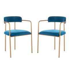 Camille Side Chair in Navy/Gold - Safavieh ACH6201D-SET2