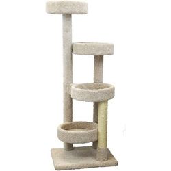 4 Level Solid Wood Tan Cat Playground, 61" H