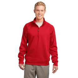 Sport-Tek F247 Tech Fleece 1/4-Zip Pullover T-Shirt in True Red size Medium | Polyester