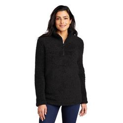 Port Authority L130 Women's Cozy 1/4-Zip Fleece Jacket in Black size Small | Polyester