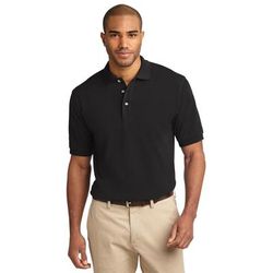 Port Authority K420 Heavyweight Cotton Pique Polo Shirt in Black size Large