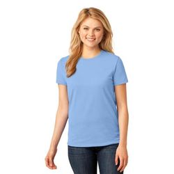 Port & Company LPC54 Women's Core Cotton Top in Light Blue size Large | Blend