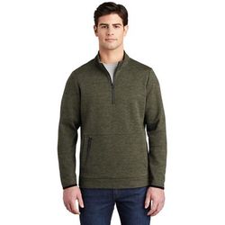 Sport-Tek ST281 Triumph 1/4-Zip Pullover T-Shirt in Olive Heather size Medium | Cotton Blend