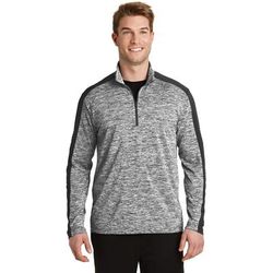 Sport-Tek ST397 PosiCharge Electric Heather Colorblock 1/4-Zip Pullover T-Shirt in Black Electric/Black size Medium | Polyester