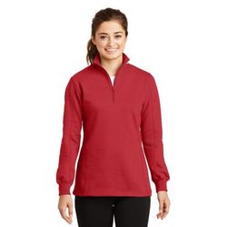 Sport-Tek LST253 Women's 1/4-Zip Sweatshirt in True Red size Large | Cotton/Polyester Blend