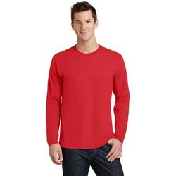 Port & Company PC450LS Long Sleeve Fan Favorite Top in Bright Red size Small | Cotton