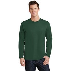 Port & Company PC450LS Long Sleeve Fan Favorite Top in Forest Green size Small | Cotton