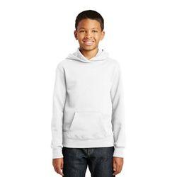 Port & Company PC850YH Youth Fan Favorite Fleece Pullover Hooded Sweatshirt in White size Large