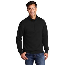 Port & Company PC78Q Core Fleece 1/4-Zip Pullover Sweatshirt in Jet Black size Large | Cotton Polyester