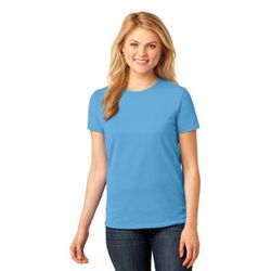 Port & Company LPC54 Women's Core Cotton Top in Aquatic Blue size Large | Blend