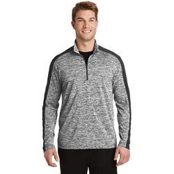 Sport-Tek ST397 PosiCharge Electric Heather Colorblock 1/4-Zip Pullover T-Shirt in Black Electric/Black size Small | Polyester