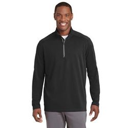 Sport-Tek ST860 Sport-Wick Textured 1/4-Zip Pullover T-Shirt in Black size Large | Polyester