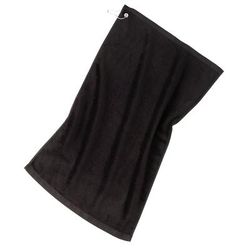 Port Authority TW51 Grommeted Golf Towel in Black size OSFA | Cotton Blend