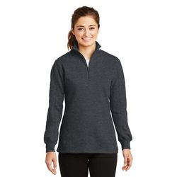 Sport-Tek LST253 Women's 1/4-Zip Sweatshirt in Graphite Grey size Medium | Cotton/Polyester Blend