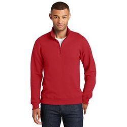 Port & Company PC850Q Fan Favorite Fleece 1/4-Zip Pullover Sweatshirt in Bright Red size XS | Cotton