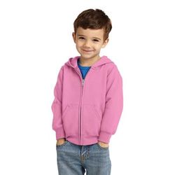 Port & Company CAR78TZH Toddler Core Fleece Full-Zip Hooded Sweatshirt in Candy Pink size 4 | Cotton/Polyester Blend