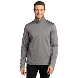 Port Authority F248 Diamond Heather Fleece 1/4-Zip Pullover T-Shirt in Gusty Grey size Small