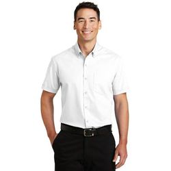 Port Authority S664 Short Sleeve SuperPro Twill Shirt in White size XS | Cotton/Polyester Blend