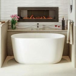 Aquatica Lullaby Nano 51 Inch Small Freestanding Solid Surface Bathtub - White LULLABY-NANO-WHT