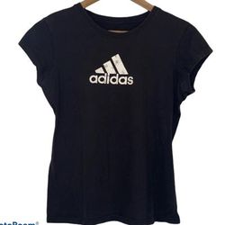 Adidas Shirts & Tops | Adidas Black White Logo Cap Sleeve Tee Sz M | Color: Black/White | Size: Mg