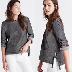 Madewell Tops | Madewell French Rib Side-Tie Top | Color: Black/Cream | Size: S