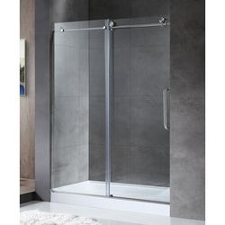 Leon Series 48 in. by 76 in. Frameless Sliding Shower Door in Brushed Nickel with Handle - ANZZI SD-AZ8077-01BN