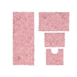 Bellflower 4-Pc. Bath Rug Set Ivory by Home Weavers Inc in Pink (Size 4 RUG SET)