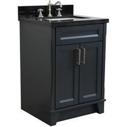 "25" Single sink vanity in Dark Gray finish with Black galaxy granite and rectangle sink - BellaTerra 400700-25-DG-BGR"