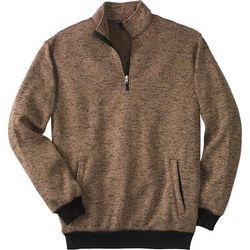 Men's Big & Tall Quarter Zip Sweater Fleece by KingSize in Brown Marl (Size 4XL)