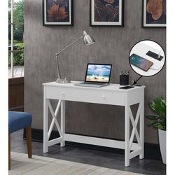 Oxford 42 inch Desk with Charging Station - Convenience Concepts 303446W