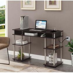 Designs2Go No Tools Student Desk with Charging Station - Convenience Concepts 131446ESU