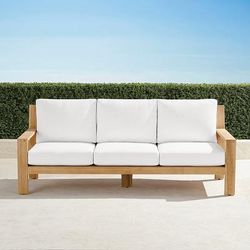 Calhoun Sofa with Cushions in Natural Teak - Standard, Rumor Snow - Frontgate