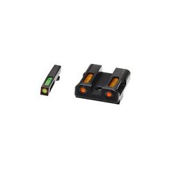 HiViz Litewave H3 Tritium/Litepipe Sight Set Glock 9mm S&W .40 Sig .357 Black Green/Orange Litepipes w/ Orange Front Ring GLN625
